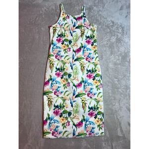 Tommy Bahama Tropicalia Denim Dress Size 4 Floral Sleeveless Cotton Blend @TD
